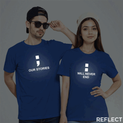 Rblue Cotton Our Stories Never End Reflective Couple T-shirt