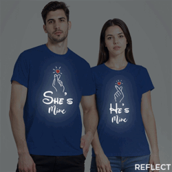 Rblue Cotton He's Mine She's Mine Reflective Couple T-shirt