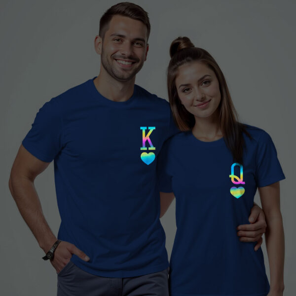 Rblue Cotton King Queen Couple Rainbow Reflective T-shirt