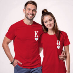 Red Cotton King Queen Couple T-shirt