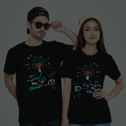 Black Cotton You Complete My Circuit Couple Rainbow Reflective T-shirt