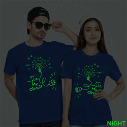 Rblue Cotton You Complete My Circuit Couple Glow In The Dark T-shirt