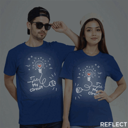 Rblue Cotton You Complete My Circuit Reflective Couple T-shirt