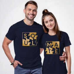 Soul Mate Gold Printed Couple T-shirt