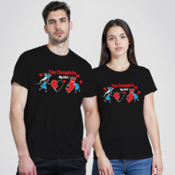 Black Cotton You Complete My Life Couple T-shirt