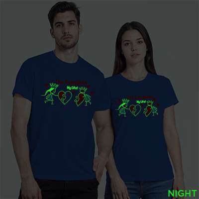 Rblue Cotton You Complete My Life Couple Glow In The Dark T-shirt