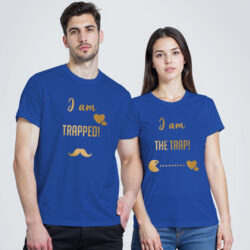 Rblue Cotton Trap Matching Gold Printed Couple T-shirt