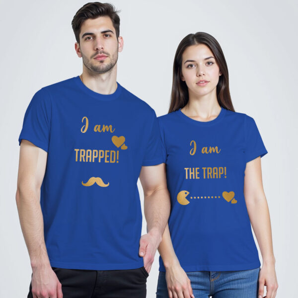 Rblue Cotton Trap Matching Gold Printed Couple T-shirt