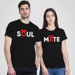 Black Cotton Soul Mate Disney Couple T-shirt