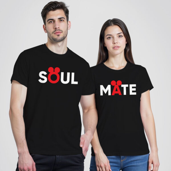 Black Cotton Soul Mate Disney Couple T-shirt