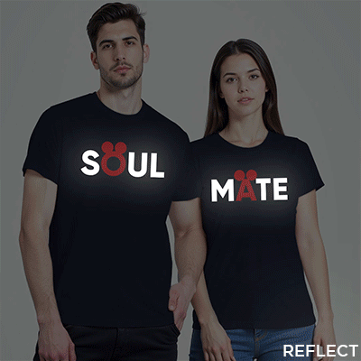 Nblue Cotton Soul Mate Disney Reflective Couple T-shirt