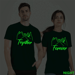 Bgreen Cotton Together Forever Couple Glow In The Dark T-shirt