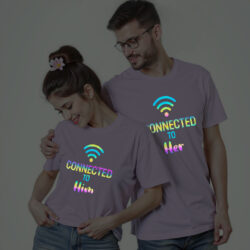 Lavender Cotton Wifi Couple Rainbow Reflective T-shirt