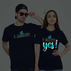 Nblue Cotton I Asked I Said Yes Couple Rainbow Reflective T-shirt
