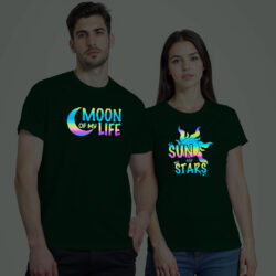 Bgreen Cotton Moon of my Life Couple Rainbow Reflective T-shirt