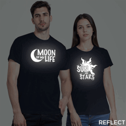Nblue Cotton Moon of my Life Reflective Couple T-shirt