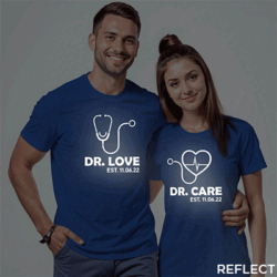 Rblue Cotton Dr Love and Care Reflective Couple T-shirt