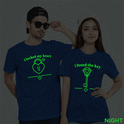 Rblue Cotton Matching Couple Glow In The Dark T-shirt