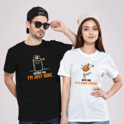 Black White Cotton Candle Fire Couple T-shirt