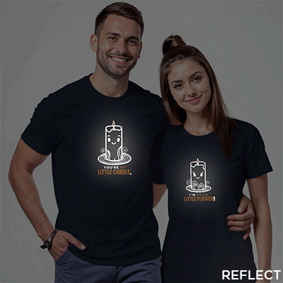 Nblue Cotton Little Candle Little Flicker Reflective Couple T-shirt