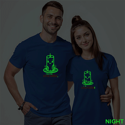 Rblue Cotton Little Candle Little Flicker Couple Glow In The Dark T-shirt