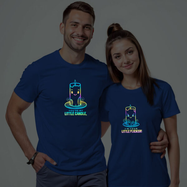 Rblue Cotton Little Candle Little Flicker Couple Rainbow Reflective T-shirt