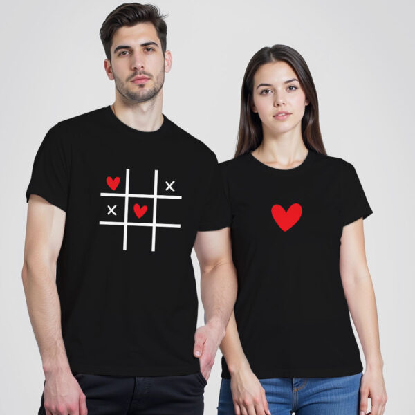 Black Cotton Cross Love Game Couple T-shirt