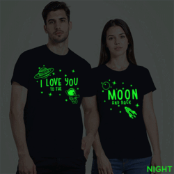 Nblue Cotton Love you to the Moon Couple Glow In The Dark T-shirt