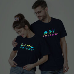 Nblue Cotton Girlfriend Boyfriend Couple Rainbow Reflective T-shirt