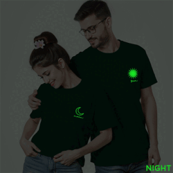 Bgreen Cotton Sun and Moon Couple Glow In The Dark T-shirt