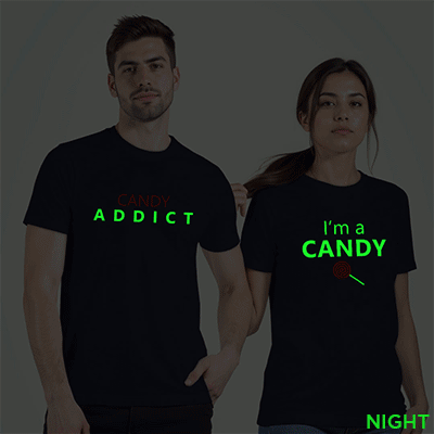 Nblue Cotton Candy Addicted Couple Glow In The Dark T-shirt
