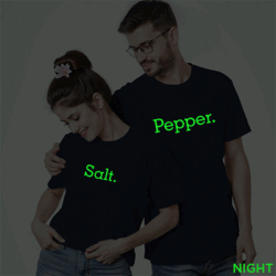 Nblue Cotton Salt and Pepper Couple Glow In The Dark T-shirt