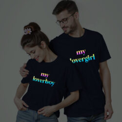 Nblue Cotton Lover Girl and Lover Boy Couple Rainbow Reflective T-shirt