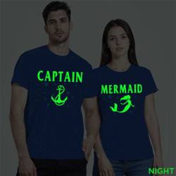 Rblue Cotton Captain and Mermaid Couple Glow In The Dark T-shirt