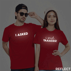 Red Cotton I Asked I Said Yes Reflective Couple T-shirt
