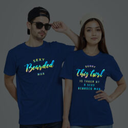 Rblue Cotton Sexy Bearded Man Couple Rainbow Reflective T-shirt