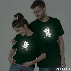 Bgreen Cotton I Kissed a Crocodile and I Liked It Reflective Couple T-shirt