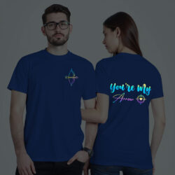 Rblue Cotton Bow and Arrow Couple Rainbow Reflective T-shirt