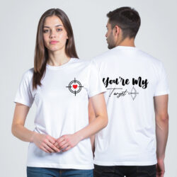 White Cotton Bow and Arrow Couple T-shirt