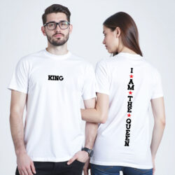 White Cotton King Queen Couple T-shirt