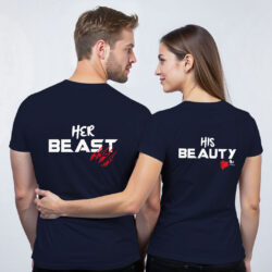 Nblue Cotton Beast and Beauty Couple T-shirt