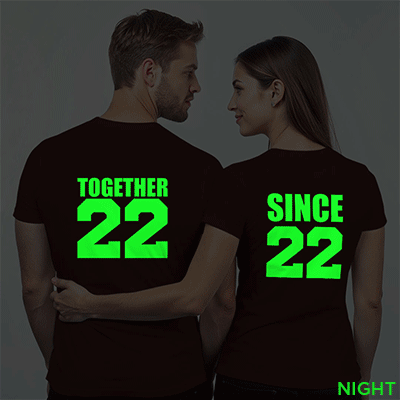 Maroon Cotton Together Since Custom Couple Glow In The Dark T-shirt