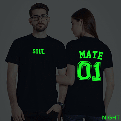 Nblue Cotton Soul Mate Couple Glow In The Dark T-shirt