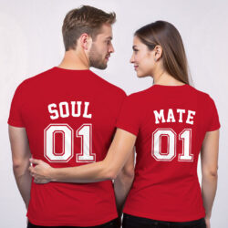 Red Cotton Soul Mate Couple T-shirt