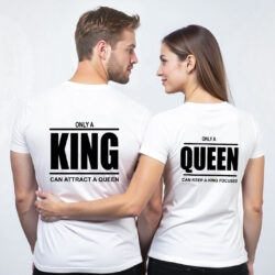 White Cotton King Queen Couple T-shirt