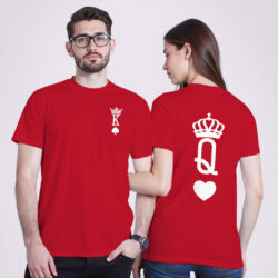 Red Cotton King Queen Rummy Couple T-shirt