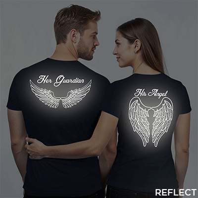 Nblue Cotton Her Guardian His Angel Reflective Couple T-shirt