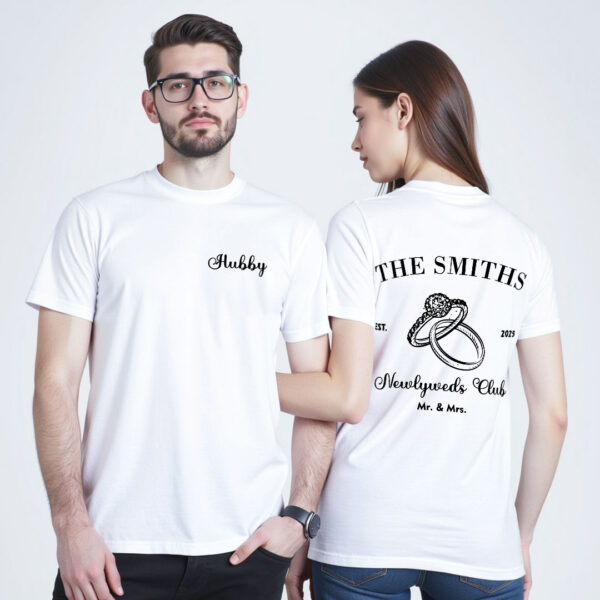 White Cotton Hubby Wifey Club Couple T-shirt