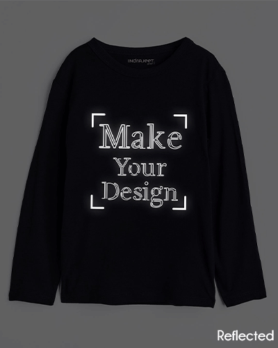 Kids Reflective Customize Full Sleeve T-shirt | Kids | Reflective | Black