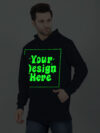 Customize Navy Blue Man Hoodie Glow in Dark Print - Image 3